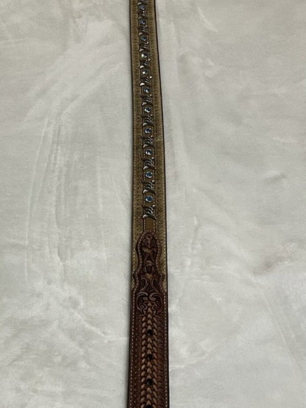 Ariat Men's Western Belt Brown Studded Silver-Tone Buckle Adjustable Size 46 - Picture 8 of 13